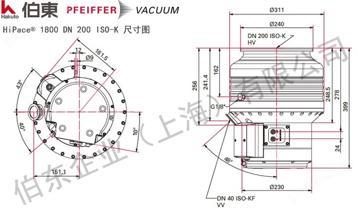 涡轮分子泵 HiPace 1800 尺寸图