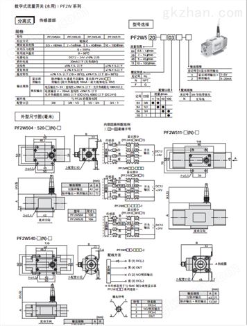 SMC水用数字式流量开关PF2W系列