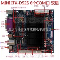 MINI ITX主板D525 6个COM串口 中英文BIOS 支持双显 工控主板厂商