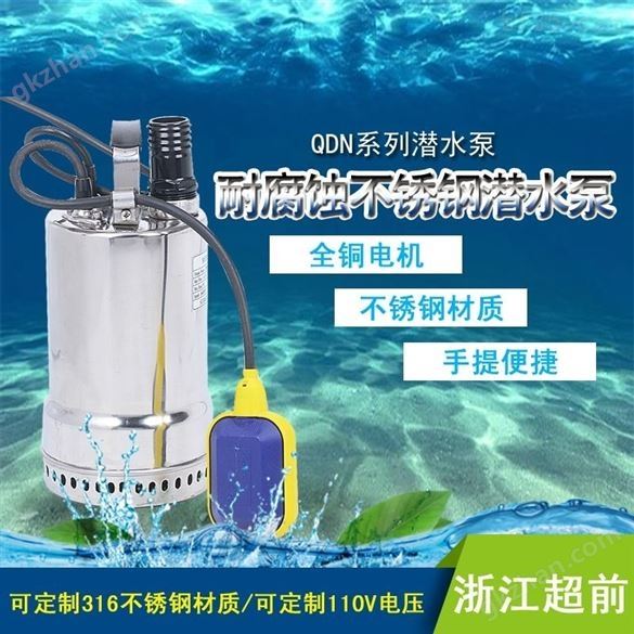 单相自动带浮球不锈钢排水泵250W可订316L