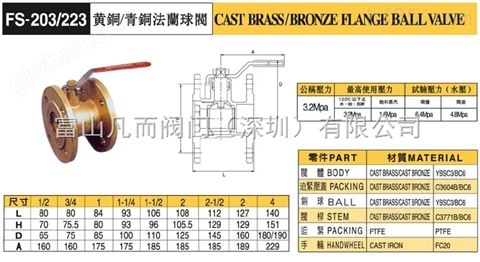 万喜堂app下载老虎机 中国台湾富山黄铜法兰球阀FS203 富山球阀