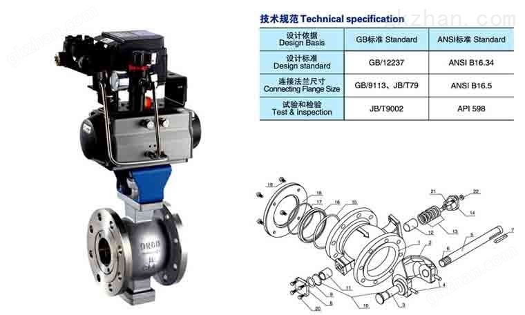  VQ640F气动法兰式V型球阀参数