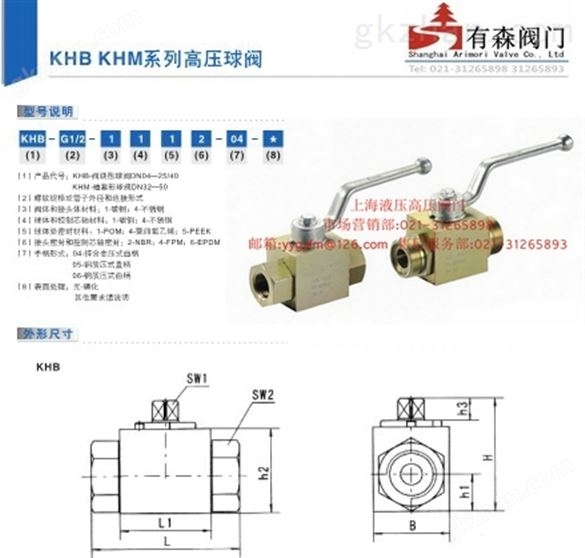 KHB型外螺纹高压球阀