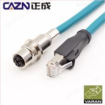 VARAN协议连接器M12 8芯插头以太网转RJ45