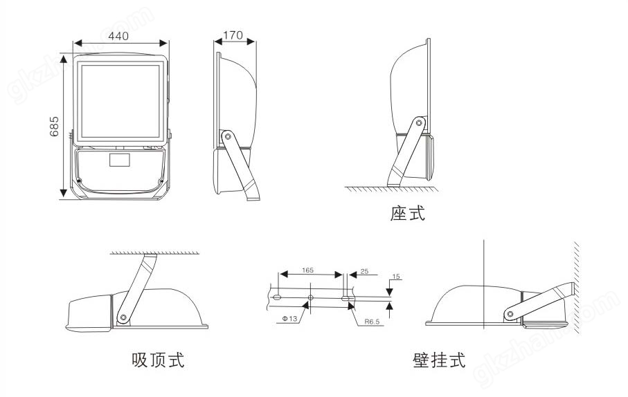 粉尘防爆内场强光泛光灯尺寸图