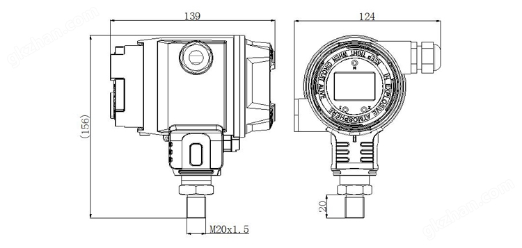 智能型高温型压力变送器产品外形尺寸