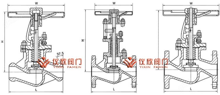 国际波纹管截止阀尺寸图