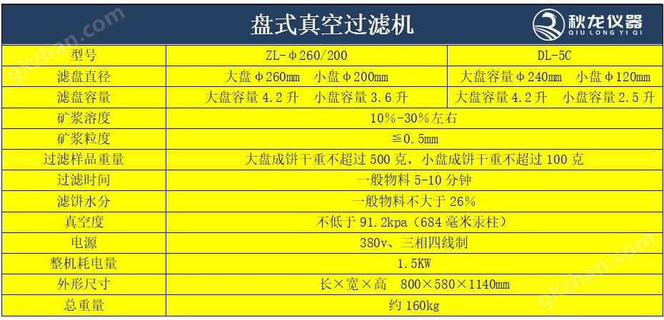 真空过滤机参数