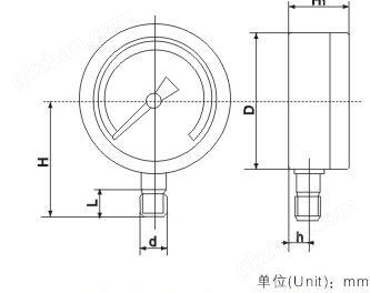 耐酸压力表外形尺寸