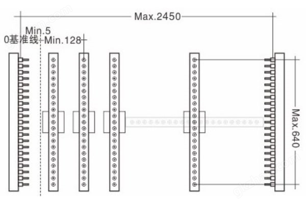 万喜堂彩票注册网站 DW-606六排多轴木工钻床线框图