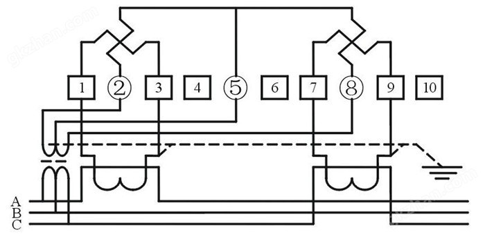 DSSX238型三相三线电子式电能表经电压电流互感器接线图