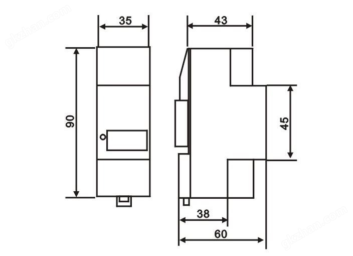 2p单相双向RS485导轨式电能表尺寸
