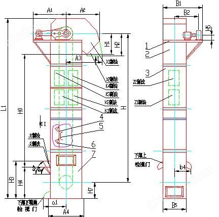 HL环链离心斗式提升机示意图