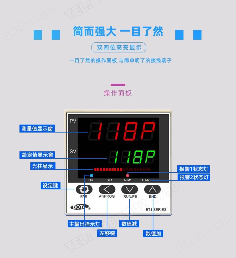 BT118系列温控仪操作面板说明