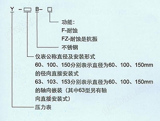 主要技术指标 使用环境条件：-25~70℃（外壳内充液） -40~70℃（外壳内不充液） 温度影响：不大于0.4%/10℃（使用温度偏离20±5℃） 抗工作环境振动：V.H.4级（外壳内充液） V.H.3级（外壳内不充液） 外壳防护等级：IP64 重量：0.4kg（Y-60B) 0.5kg （Y-100B) 1.0kg （Y-150B) 标度范围、精确度等级 