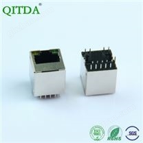 rj45千兆网口带滤波器变压器集成立式直插带灯连接器网络座子接口