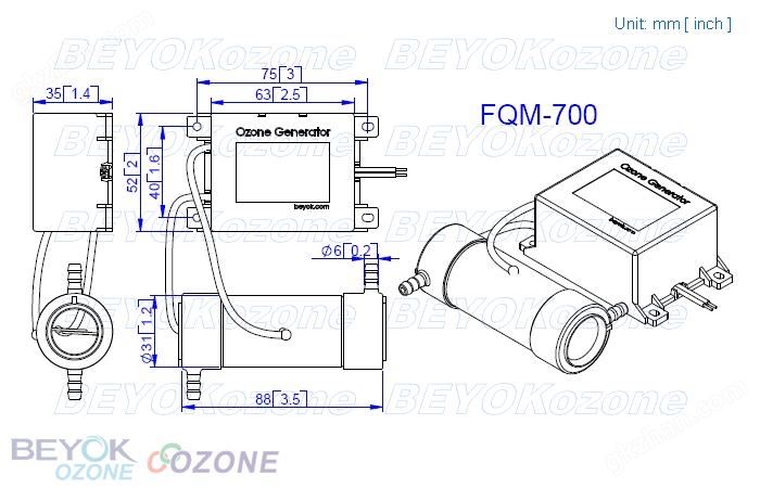 发明臭氧发生管FQM-700 图片