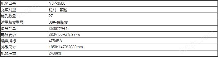 天九NJP-3500型全自动胶囊充填机技术参数