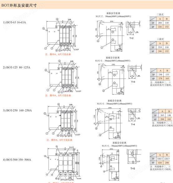 东元双电源自动转换开关外形及安装尺寸