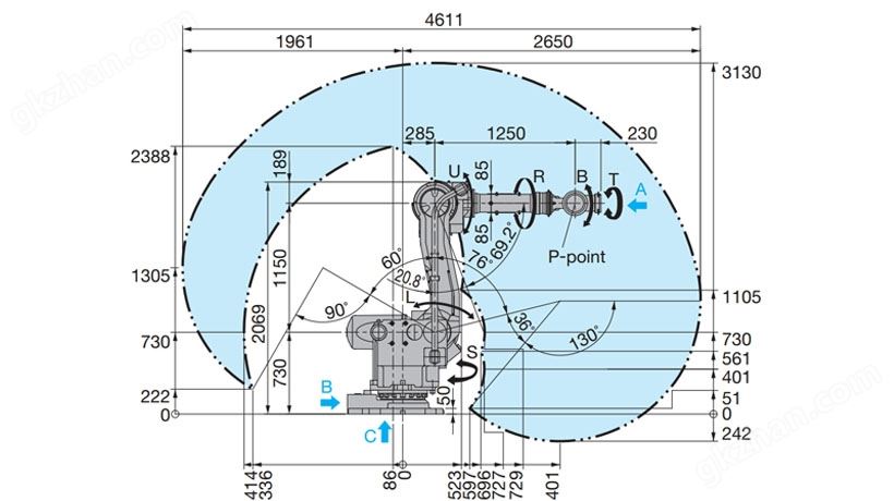 安川 MCL165/165XT 码垛机器人运行轨迹图