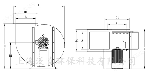 泛喜PP塑料离心风机尺寸图