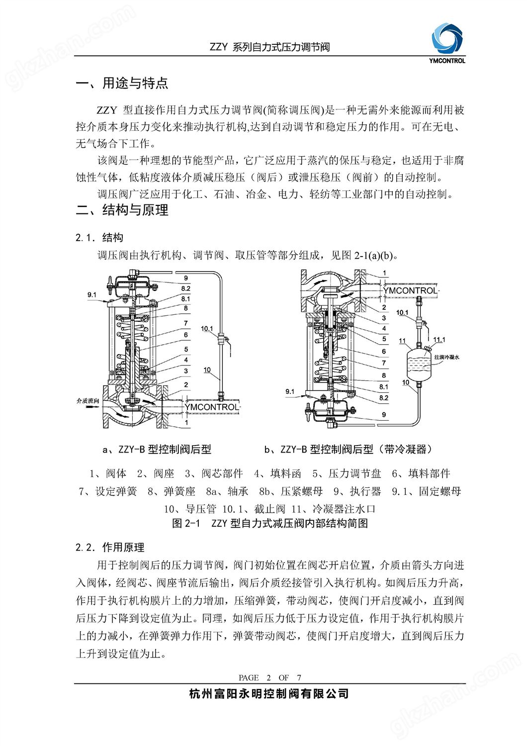 V230-ZZYP自力式压力调节阀产品样本说明书