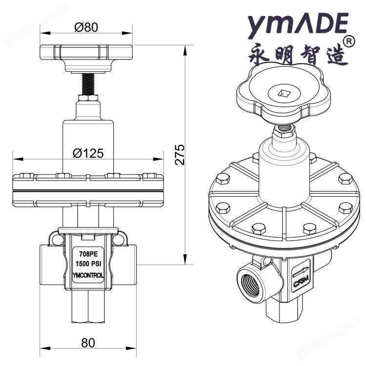 ZY2401气体精密减压阀调压器螺纹卡套法兰焊接连接-永明智造ymADE设计研发生产