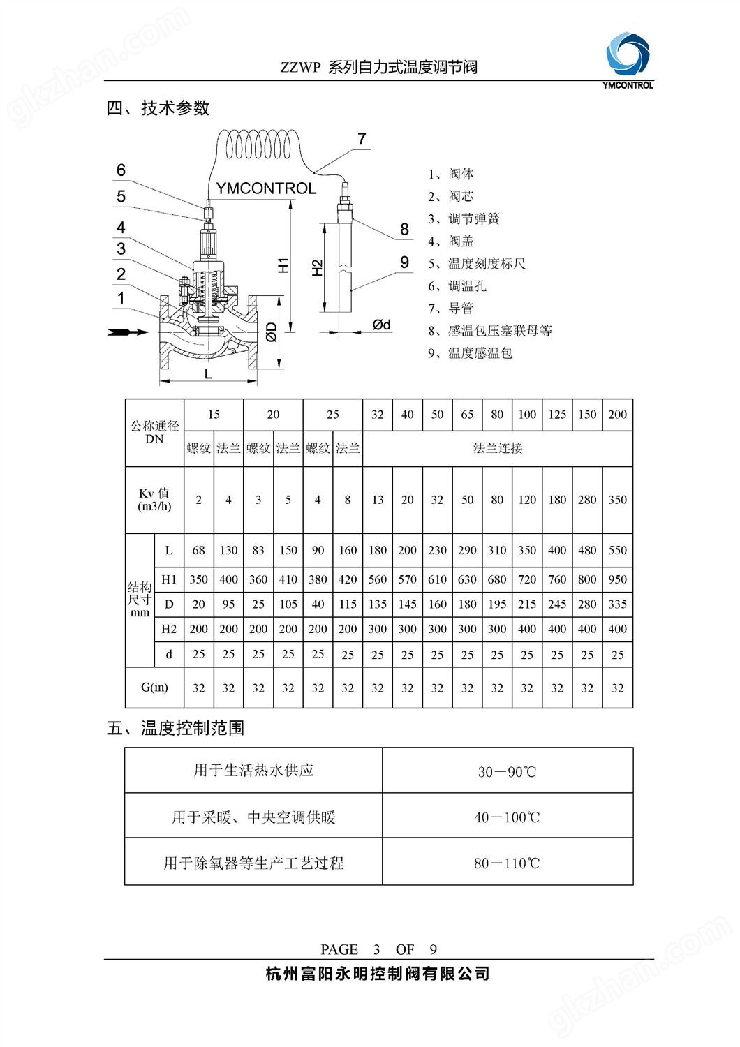 ZWT-ZZWP自力式恒温阀,温控阀样本说明书