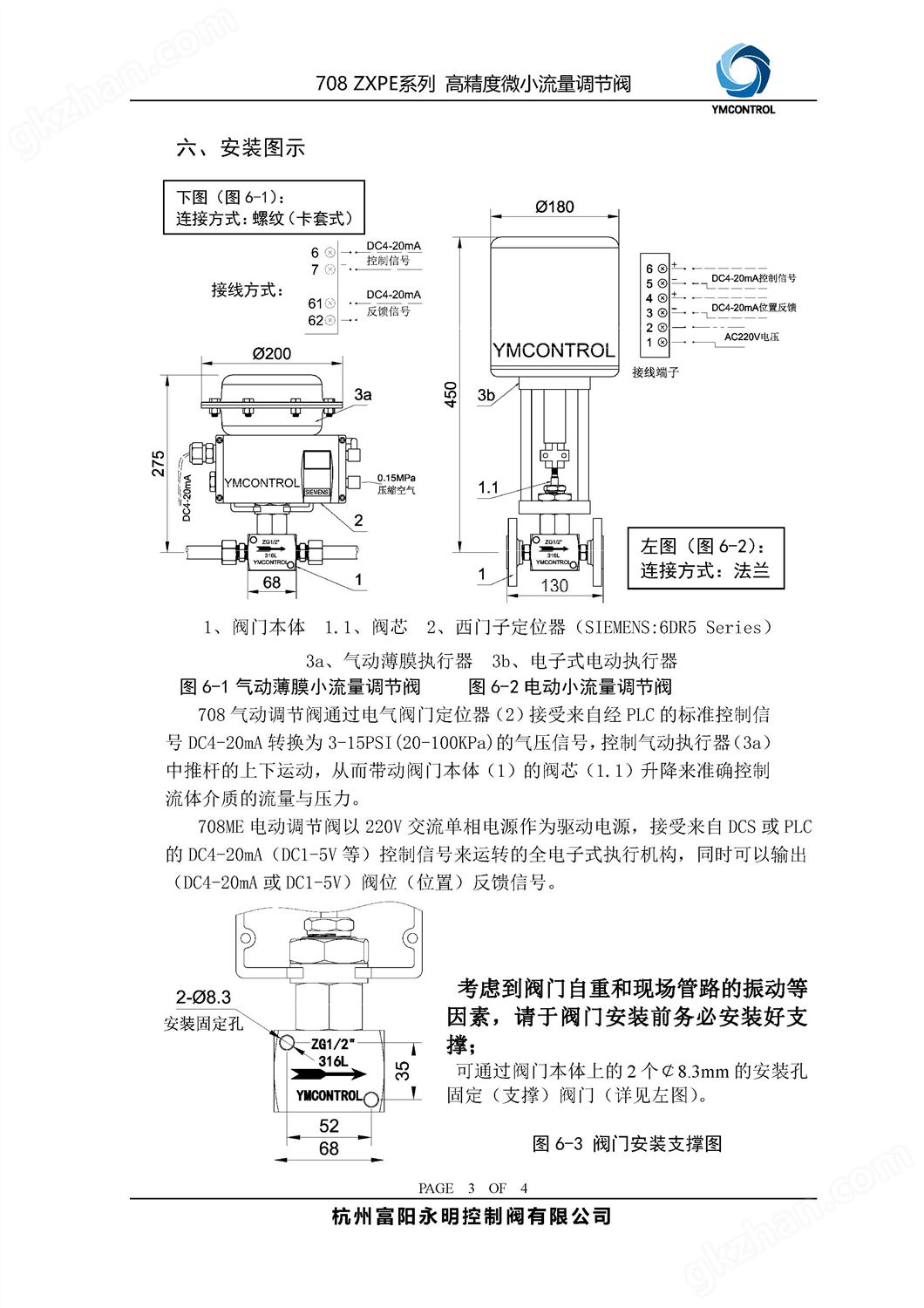 708ME-ZXPE气动薄膜微小流量调节阀产品样本说明书