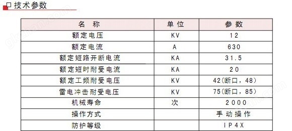 高压环网柜-技术参数