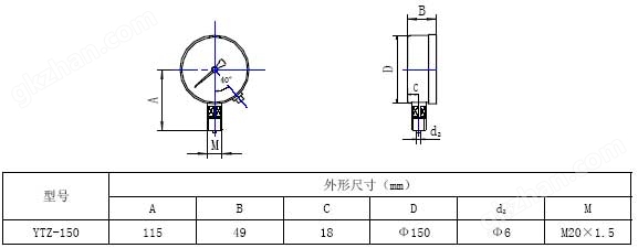 远传压力表外形尺寸