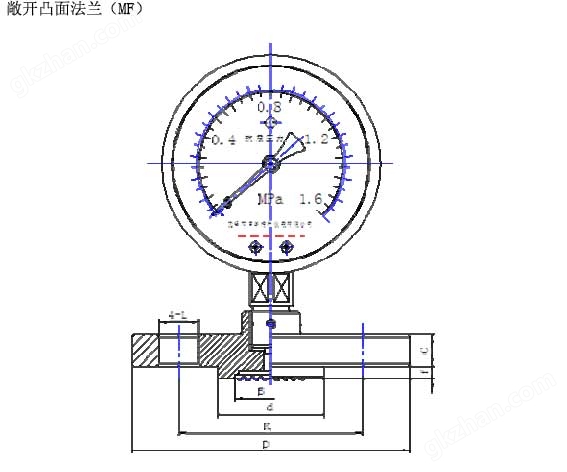 YM-MF型隔膜压力表外形图