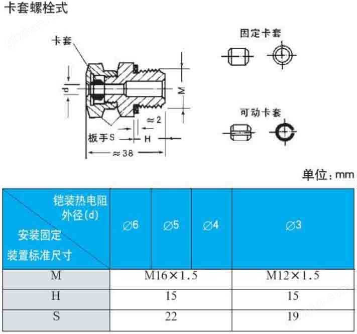 三牛官网测试卡套螺栓式安装尺寸图