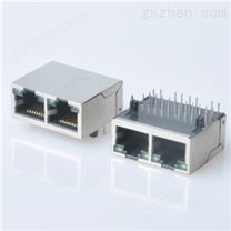 RJ45网口带滤波器 带灯带屏蔽1*2双口