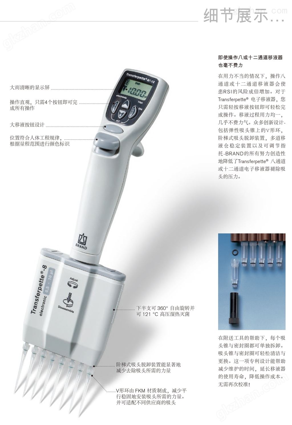 德国普兰德Transferpette electronic电动8道/12道移液器/多道排枪(图1)