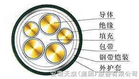 0.6/1KV5芯（3+2）芯交联聚乙烯绝缘钢带铠装聚氯乙烯护套电力电