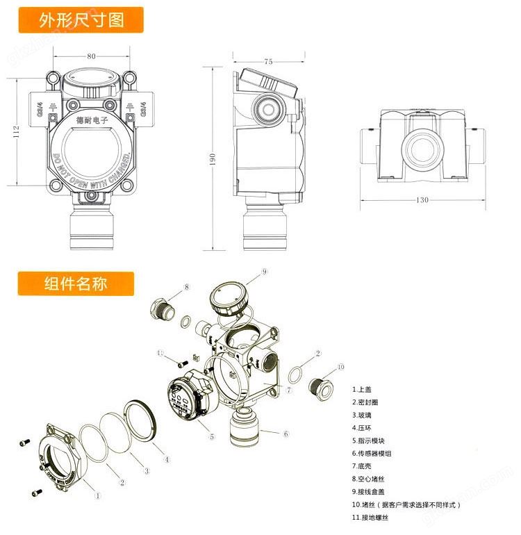 可燃有害气体报警器探头结构