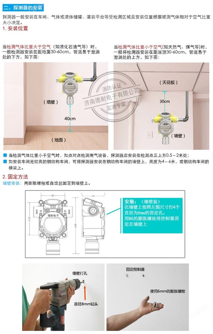 可燃气体探测器安装图