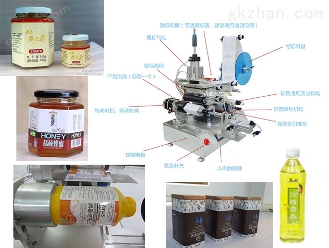 六角塑料瓶贴标机细节和效果图