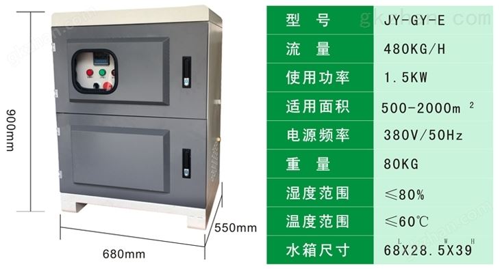 高压微雾加湿系统主机参数