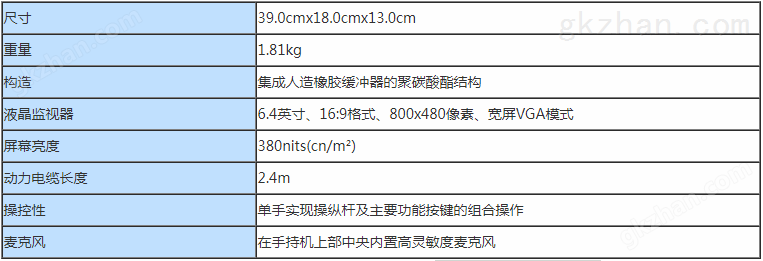 手持机的技术参数