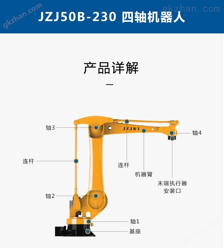 万喜堂彩票JZJ50B-230 50公斤码垛机械手 4轴冲压机器人