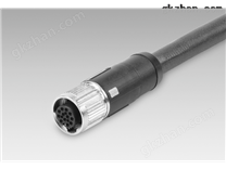 Female connector M12, 12-pin, straight, shielded, 2 m cable (ESG 34JP0200G)电缆 / 接插件