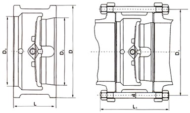 对夹式双瓣止回阀结构图