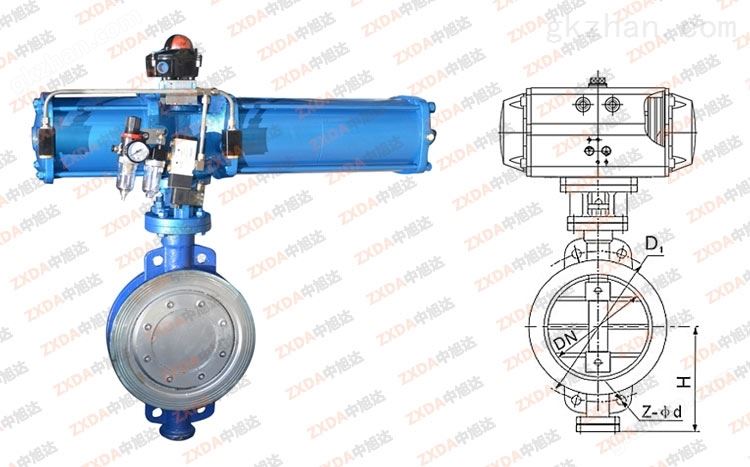 气动对夹硬密封蝶阀结构图