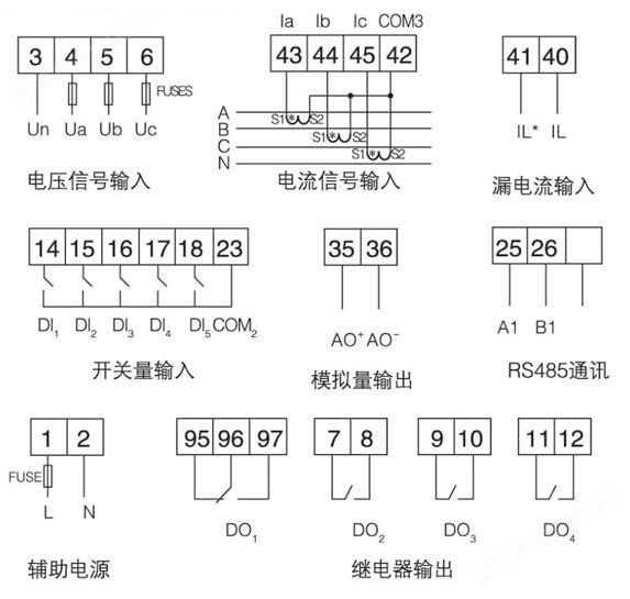 线路保护装置 低压馈线保护 安科瑞ALP200-400 开孔91x44 零序断相不平衡保护 测量控制通讯一体示例图15