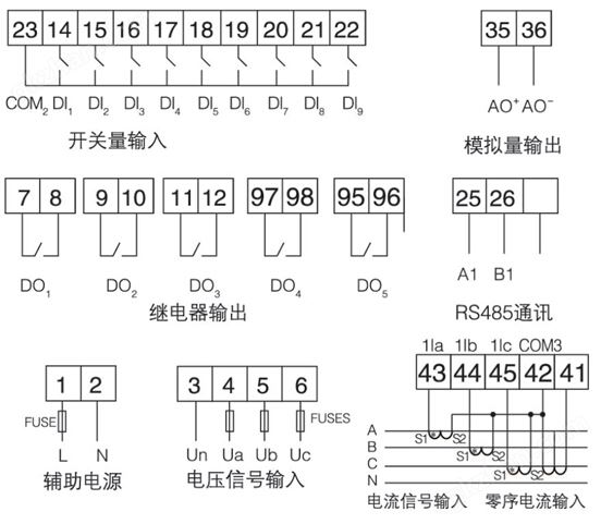 线路保护装置 低压馈线保护 安科瑞ALP200-400 开孔91x44 零序断相不平衡保护 测量控制通讯一体示例图16