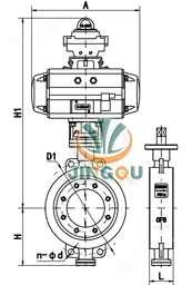 D673H气动硬密封对夹蝶阀