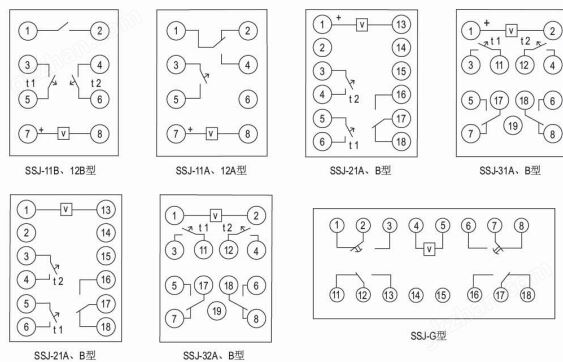 SSJ-11A静态时间继电器内部接线图