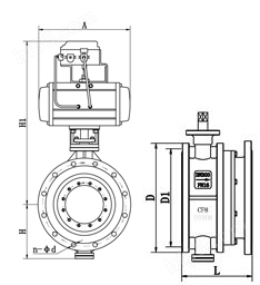 D643H气动伸缩蝶阀 (配AT执行器)